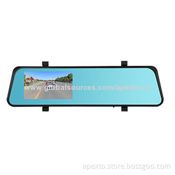 Rear-view Mirror Car DVR, 4.3-inch Full HD 720P Dual-lens, Anti-glare Blue Glass, H.264, MOV Out